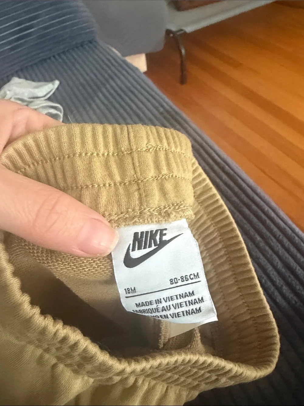 Nike Olive/Tan Shorts with Neon Yellow Logo